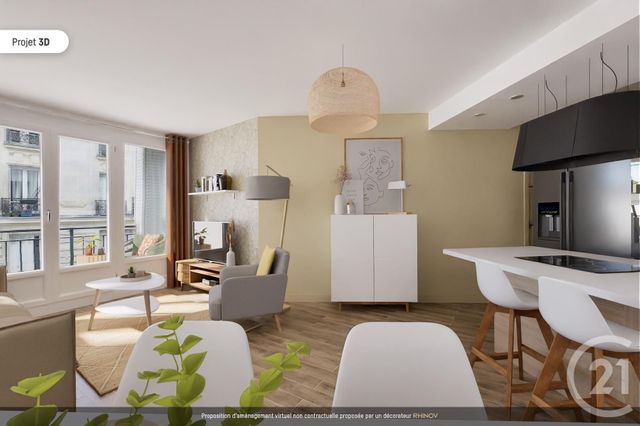 Appartement F3 à vendre - 3 pièces - 55.03 m2 - PARIS - 75018 - ILE-DE-FRANCE - Century 21 Etude Saint-Georges